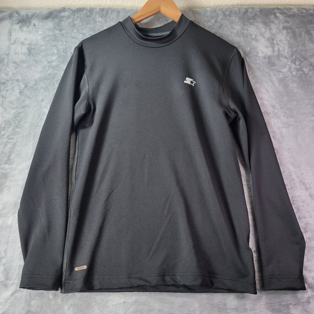 Starter Mens Long Sleeve Black Performance Shirt M Activewear Gym Running Top‎